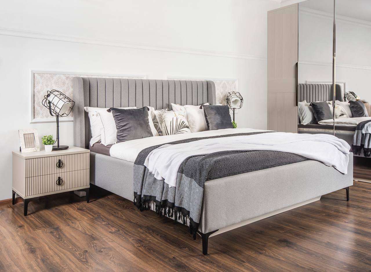 Кровать Стелла светло серый камень